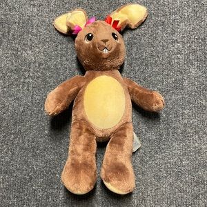 Build a Bear large 18” bunny with pink and red bows on ears
